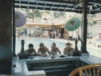 IDN Bali 1990OCT WRLFC WGT 034  I don't think Dowlo, Fluxy, Mary or Lambok got out of the pool (for anything) all day. : 1990, 1990 World Grog Tour, Asia, Bali, Date, Indonesia, Month, October, Places, Rugby League, Sports, Wests Rugby League Football Club, Year